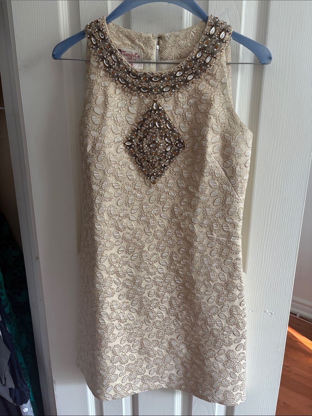 Vintage Ivory Beaded Mini Dress